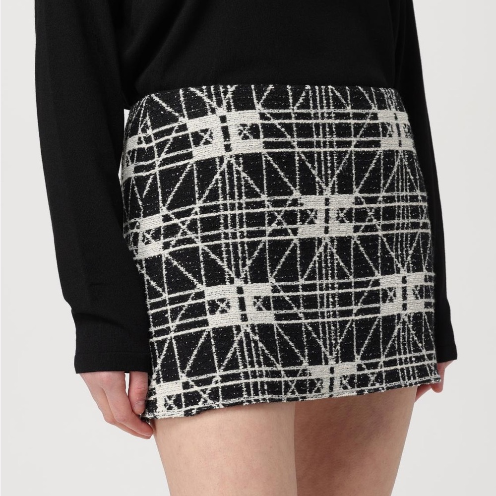 Geometric Black and White Mini Skirt